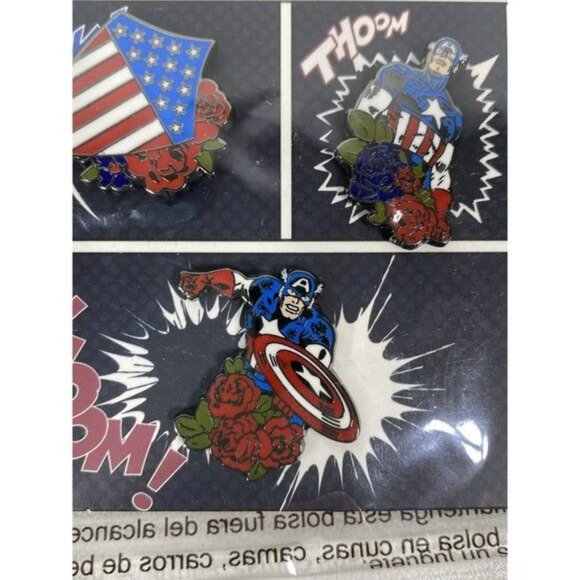 Loungefly Marvel Captain America Pin Set 4 Pack Exclusive - Picture 6 of 6